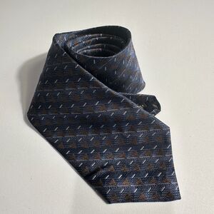 Mens Vintage Silk Tie 100% Silk Geometric Necktie brown/tan/gray